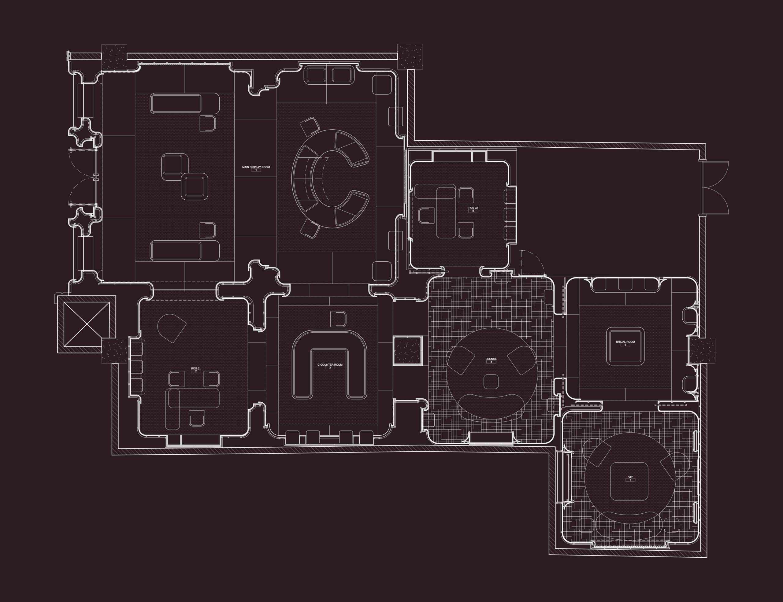 FLOOR PLAN_WHITE ON BURGUNDY